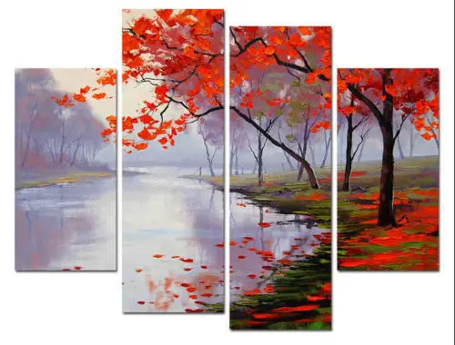 4 шт. современная абстрактная ручная роспись искусство картина маслом настенное