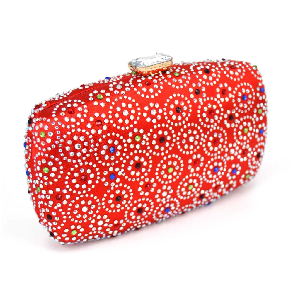 Красные женские вечерние сумки с кристаллами клатч речным узором Свадебный