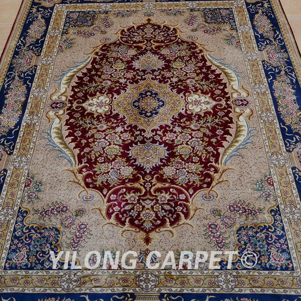 Yilong 4 'x 6' Традиционный турецкий ковер Тебриз красный vantage антикварные