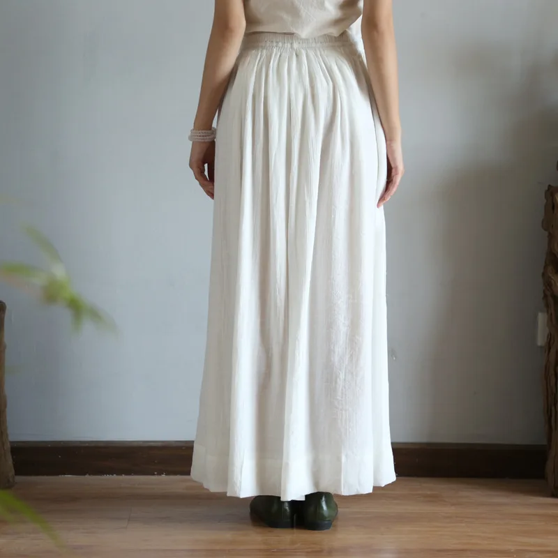 Брюки Hanfu женские винтажные длинные белые широкие |