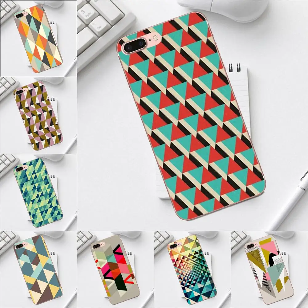Много Ретро геометрических треугольников для iPhone 4 4S 5 5C SE 6 6S 7 8 Plus X XS Max XR Galaxy A3 A5 J1 J3