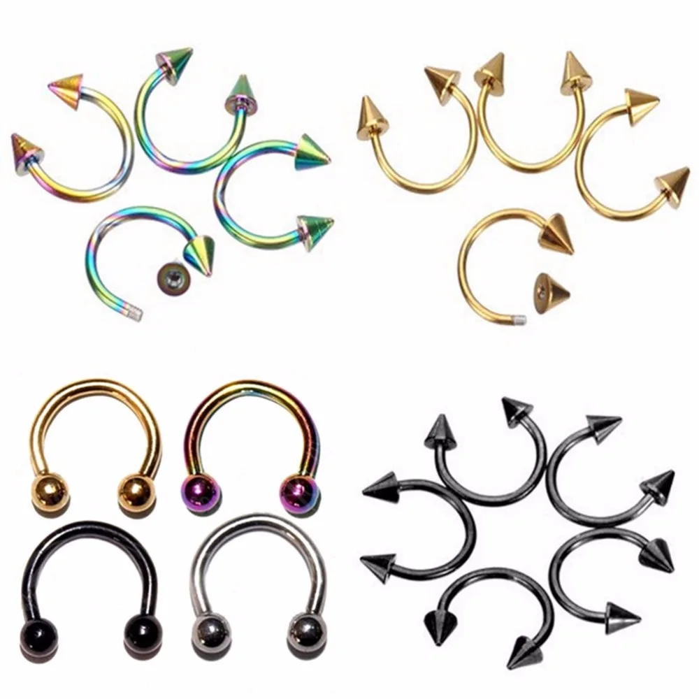 Surgical Stainless Steel Circular Barbells Horseshoe Fake Nose Ring Lip Body Piercing Earring Tragus Ring Gold Silver Plated 1Pc