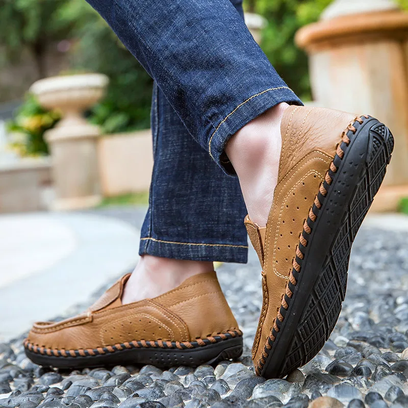 

Men Elevator casual Shoes New genuine Leather Shoes slip on summer handmade sewing Men Fashion Sneakers Leisure Shoes men l5