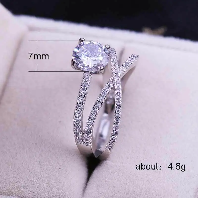 New electroplated zircon inlaid double-layer winding ring European and American fashion engagement jewelry | Украшения и