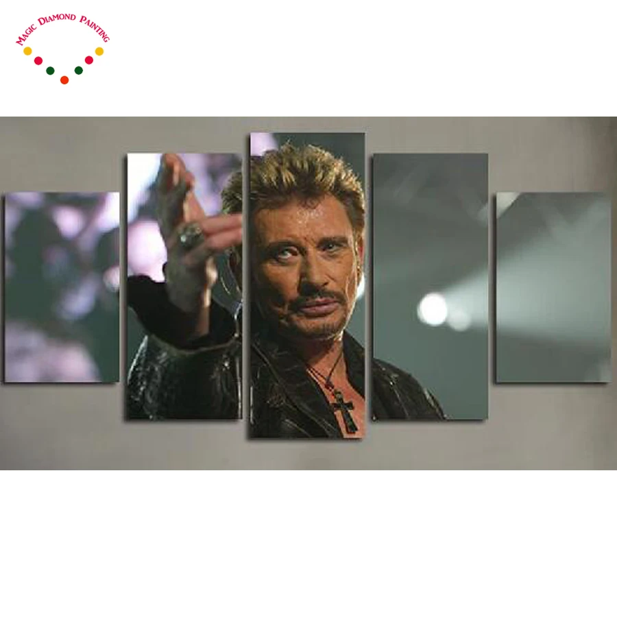 

5D 5pcs square/round diamond painting cross stitch Rock star johnny hallyday picture mosaic kit diamond embroidery Wall stickers