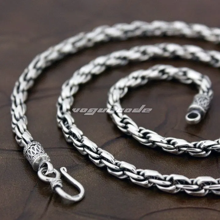 Модная цепочка Rocker из твердого стерлингового серебра 925 пробы Крутое мужское