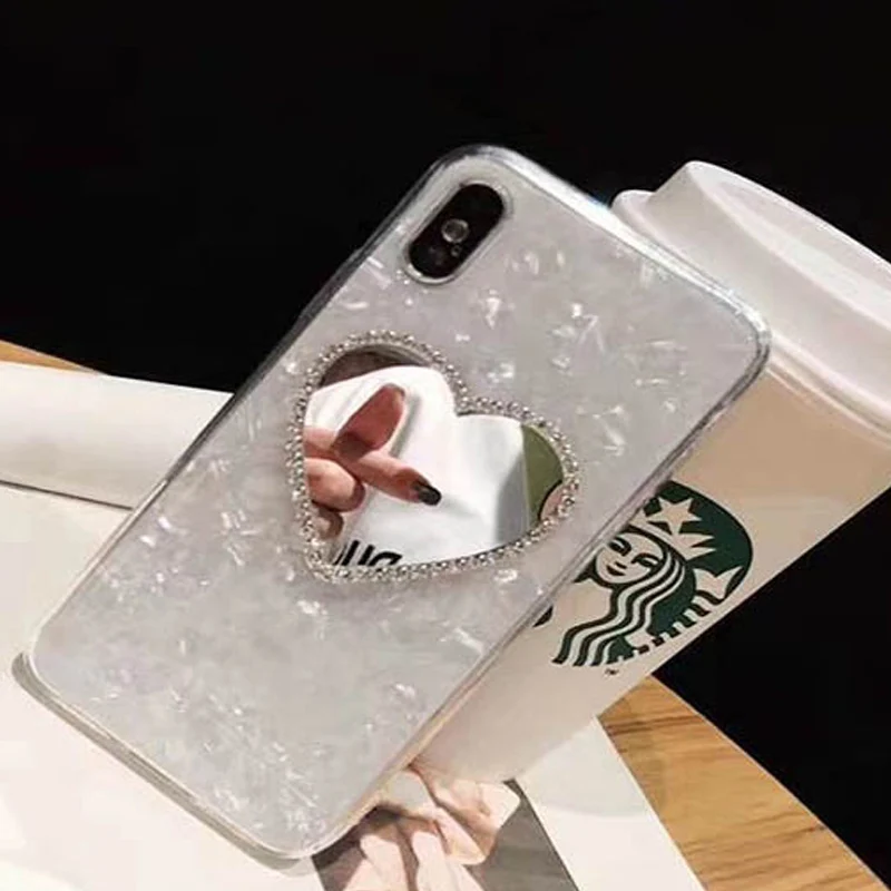 Роскошный зеркальный чехол для телефона с сердцем iphone XR XS MAX мягкий силиконовый TP
