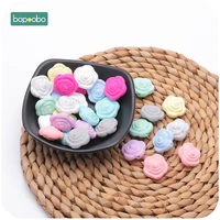 bopoobo 10pc silicone beads flower baby teethers tiny rod beads bpa free rose baby teething toys accessories for pacifier chain