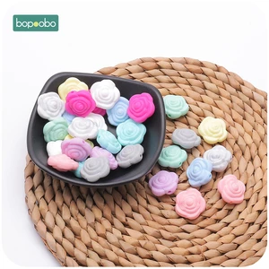 Bopoobo 10 шт. силиконовые бусины Цветок Детские Прорезыватели крошечные стержни бусины BPA бесплатно Роза Детские Прорезыватели игрушки Аксессуары для соски цепь