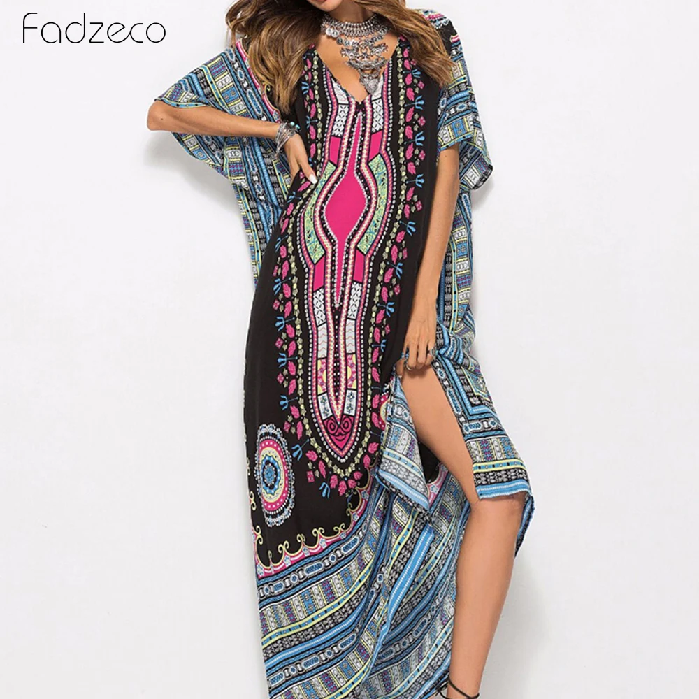 Fadzeco/платье в африканском стиле женское модное платье с боковыми разрезами