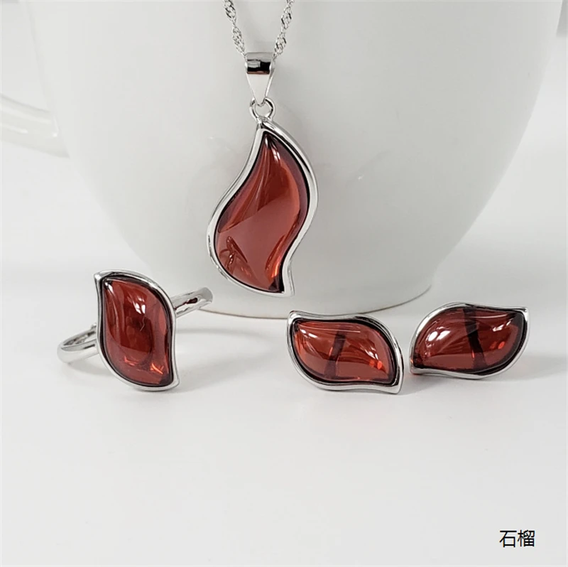 Серебро 925 пробы синий/красный/желтый/зеленый натуральные Ювелирные наборы с