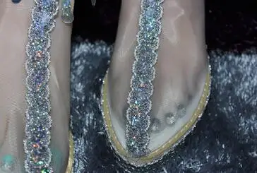 Бисером ручной работы украшенные кристаллами летние женские полусапоги