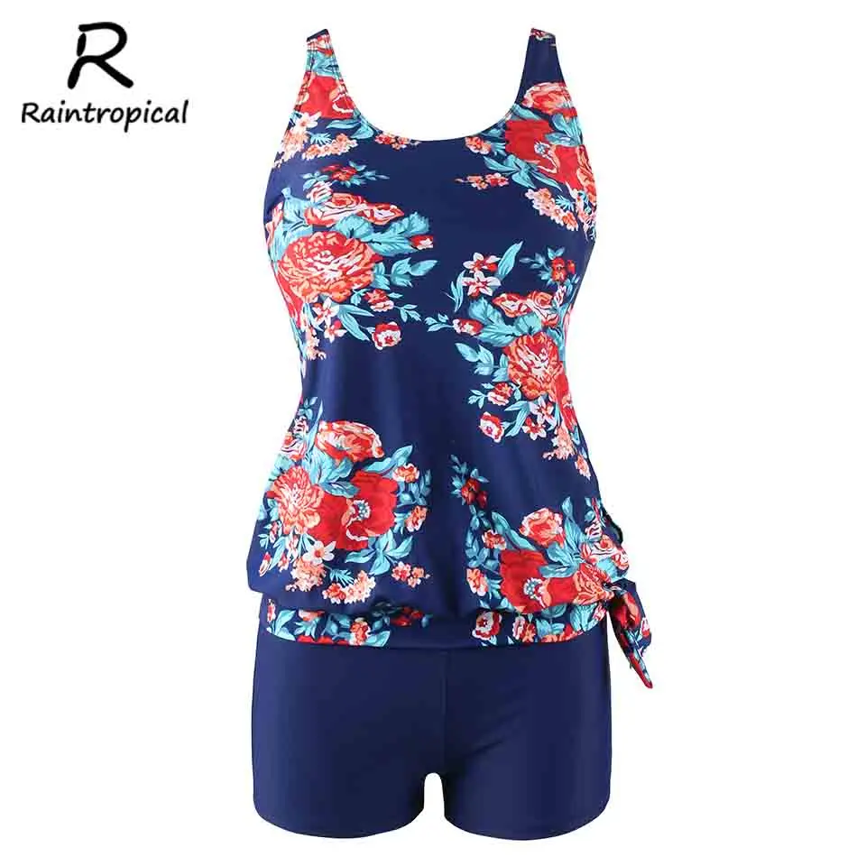 Тропический женский купальник с принтом однотонный танкини | Спорт и развлечения