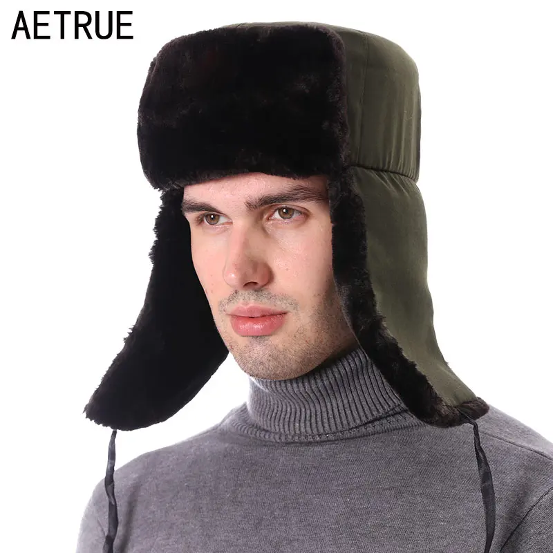 AETRUE зимняя шапка бомбер мужские зимние головные уборы для мужчин и женщин