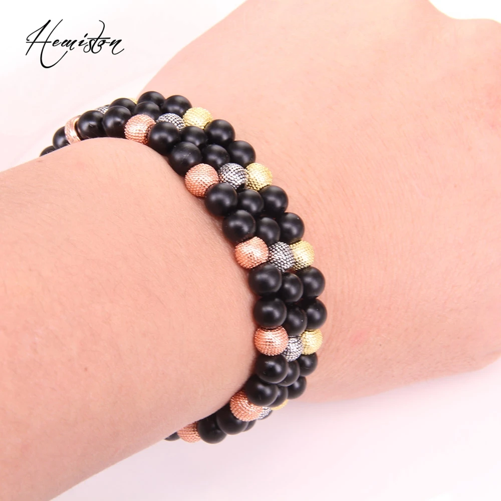 Черный обсидиан бисера и серебряным покрытием Бусины Непал браслет из Rebel