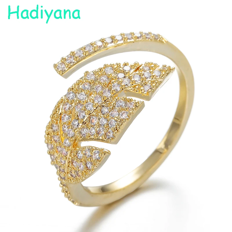 HADIYANA 2018 модное обручальное кольцо с листьями женское медное Подарочное новое