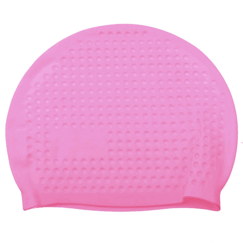Pink 5 Colors Silicone Rubber Swimming Caps Unisex Swimming Caps Adult Men Women Waterproof Swim Caps Hat Swimming Accessories - Цвет: Pink