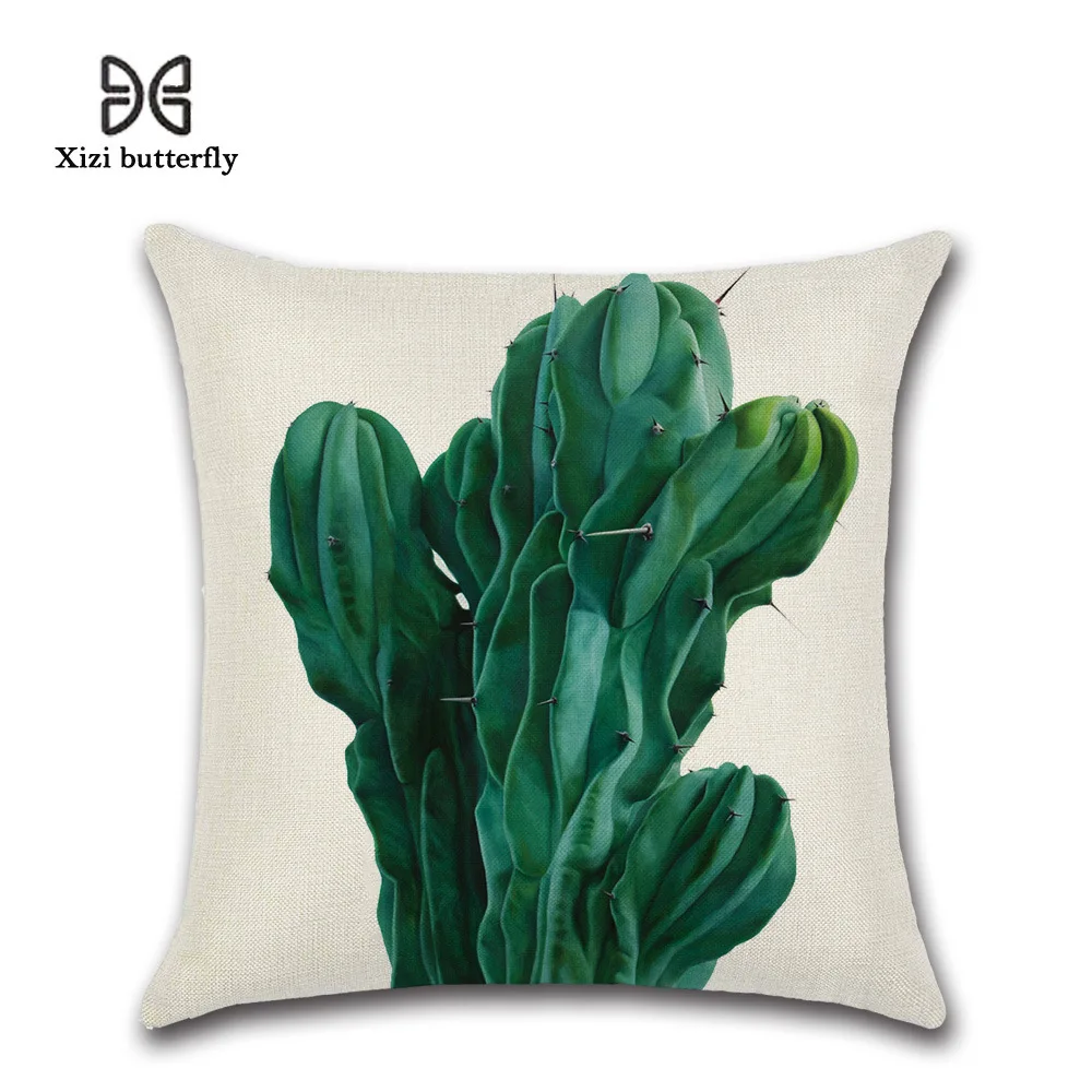 1 Pcs Green Plant Tropical Cactus Pillow Case Cotton Linen Cushion Cover Throw Pillowcase Seat/Car/Chair/Office Sofa Home Decor | Дом и сад