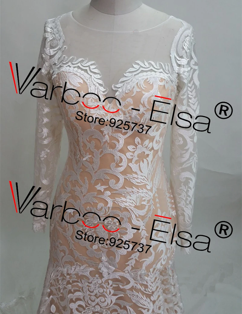 Robe De Mariee Sirene 2018 Иллюзия декольте с длинными рукавами свадебное платье Русалка