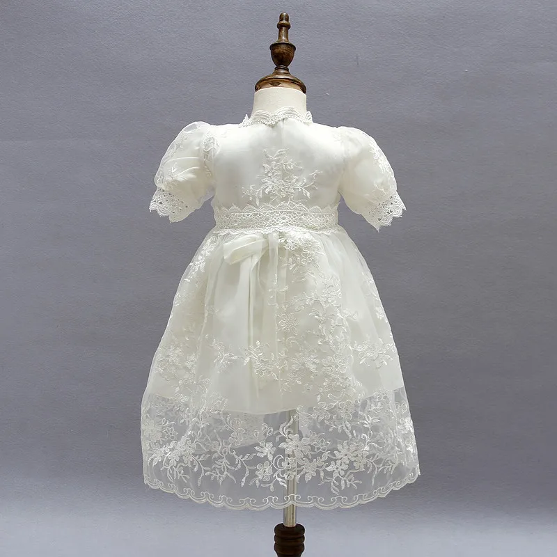 Платье для маленьких девочек белый комплект из 3 предметов платье крещения белое