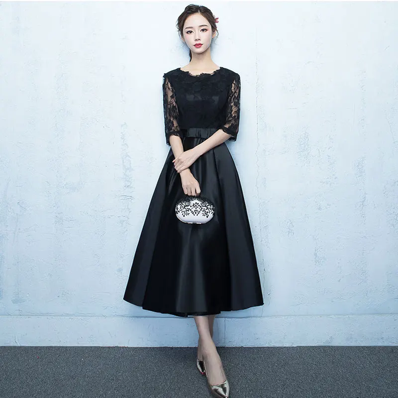 2019новый халат de soiree Кружева Мода черный цвет плюс размер платья для вечеринок