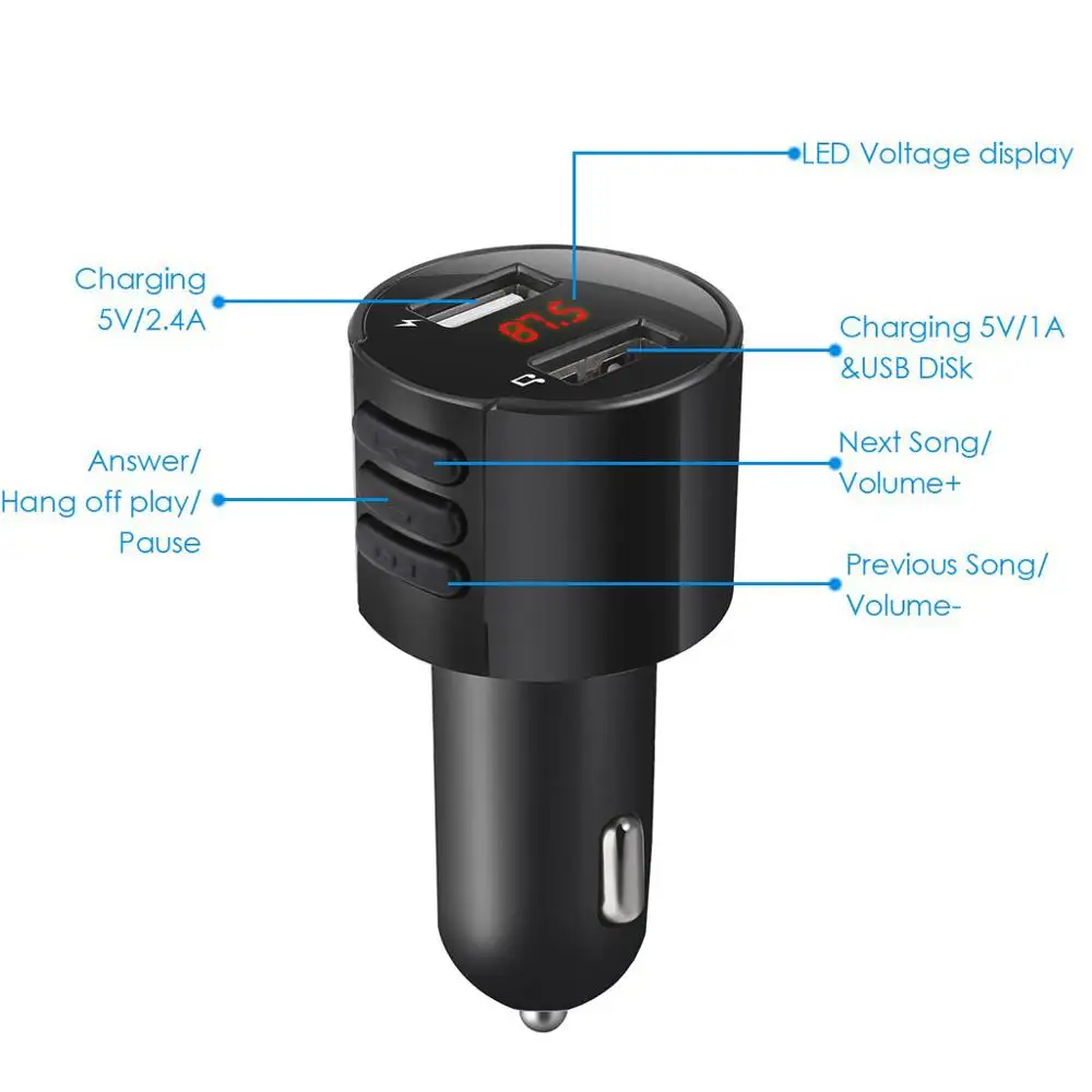 Bluetooth автомобильное USB зарядное устройство fm-передатчик беспроводной радио адаптер MP3-плеер 3.4A громкой связи музыкальный аудио приемник#611