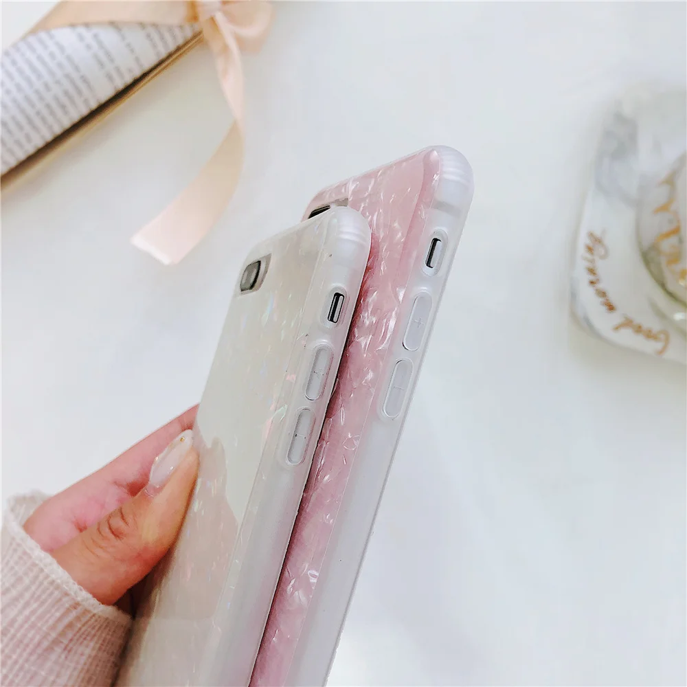 Okdeals Fashion Seashell texture Blu Ray IMD Phone Case for IPhone 8 Plus Smooth Pattern Iphone X 6 6S 7 Back Cover |