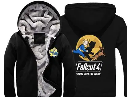 style3 Игра Fallout 4 Hoodie Pin Boy Save The World принт на молнии Кардиган Толстовка супер теплое плотное флисовое пальто для мужчин и женщин - Цвет: style3