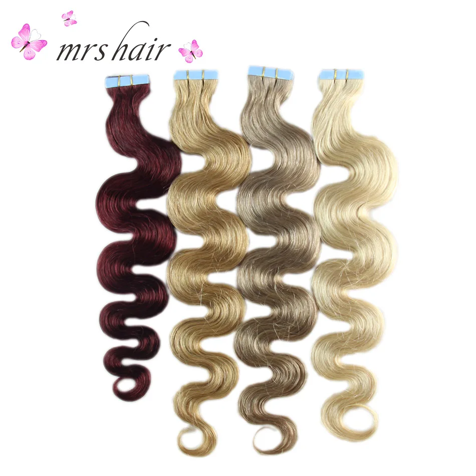MRS HAIR, 18 дюймов, объемные волнистые человеческие волосы для наращивания, 20 шт., бесшовные волосы, не Реми, волосы, кожа, уток, 613, крепкие американские ленты