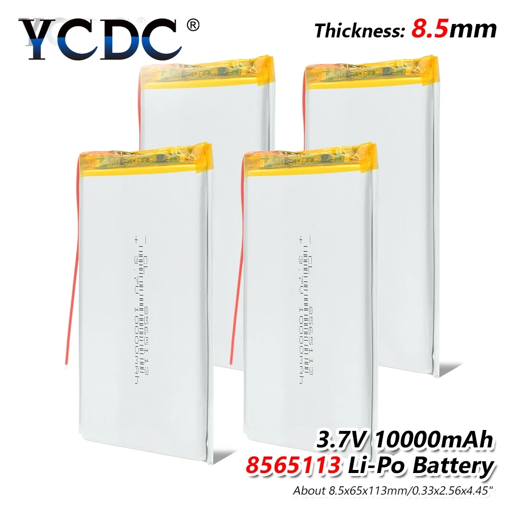 1/2/4 шт 3 7 V 10000mAh Li Po Перезаряжаемые Батарея 8565113 для планшета резервного