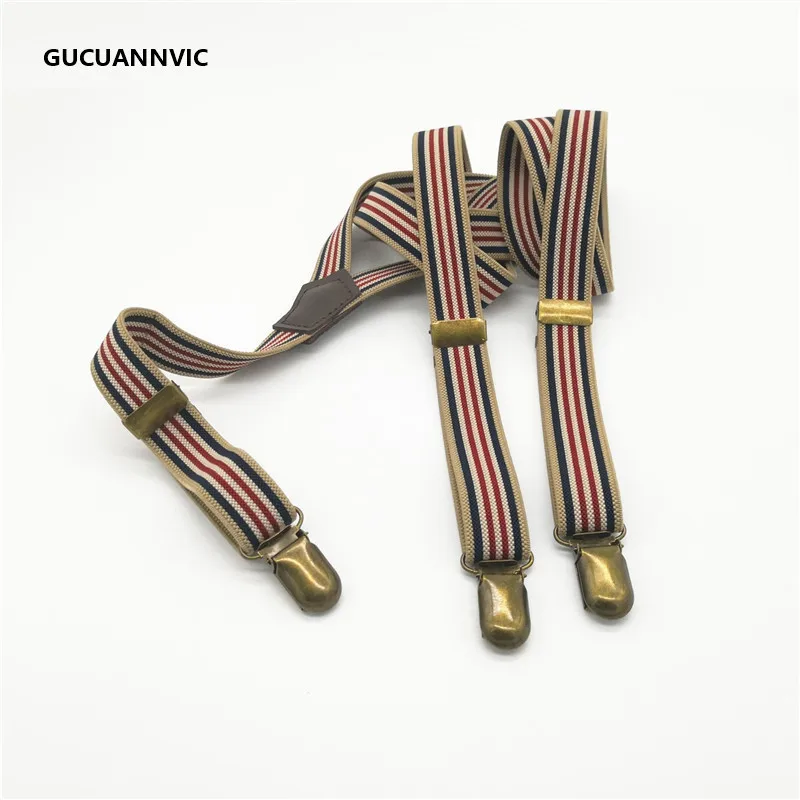 Новые бронзовые регулируемые подтяжки для мужчин и женщин с 3 зажимами |