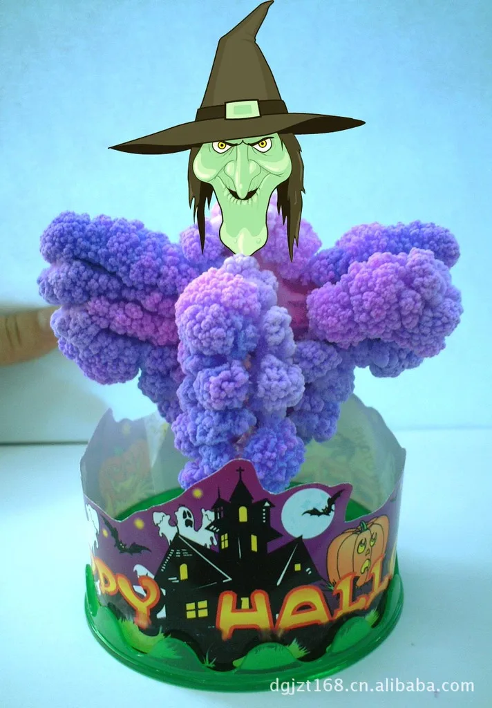 2019 17x10cm Purple DIY Magical Grow Paper Hallowmas Hellcat Tree Kit Magic Growing Halloween Carlin Trees Hex Toys For Children | Игрушки и