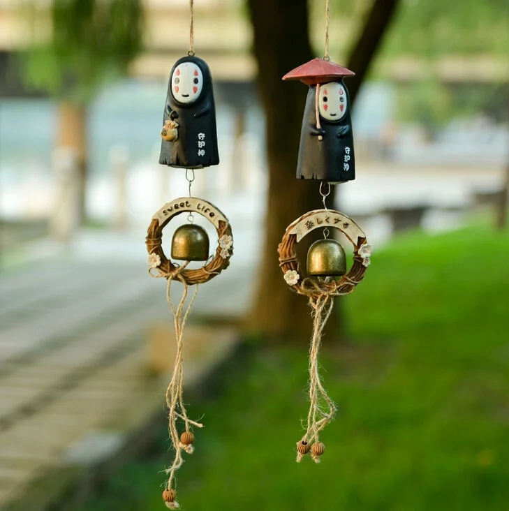 Studio Ghibli NO FACE Faceless Man Windbell Wind Chime Metal Bell Kids PVC Action Figure Resin Collection Model Toy Doll Gifts