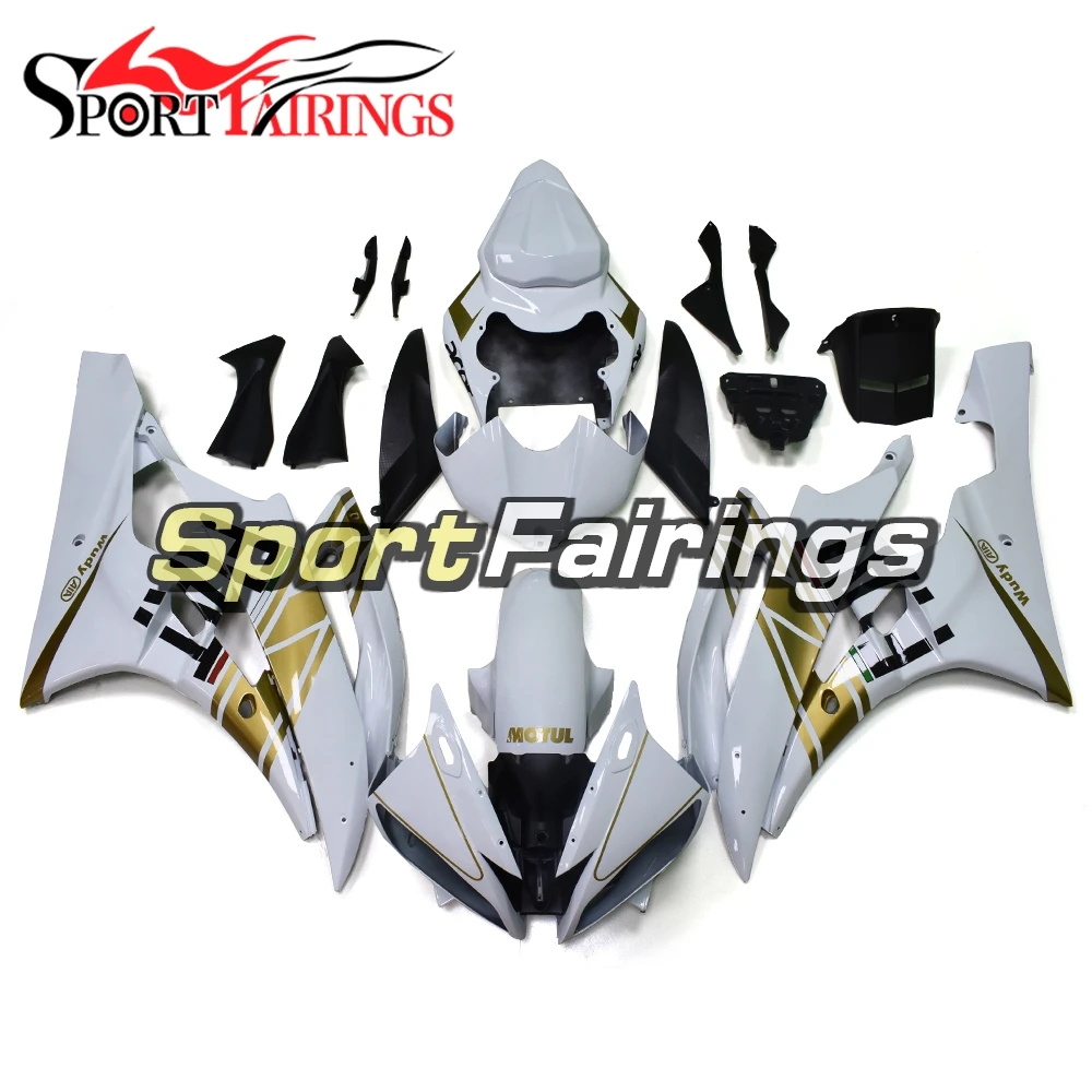 

Injection Fairings For Yamaha YZF600 R6 06 07 2006 2007 Plastics ABS Motorcycle Full Fairing Kit Bodywork Gold White Bodywork