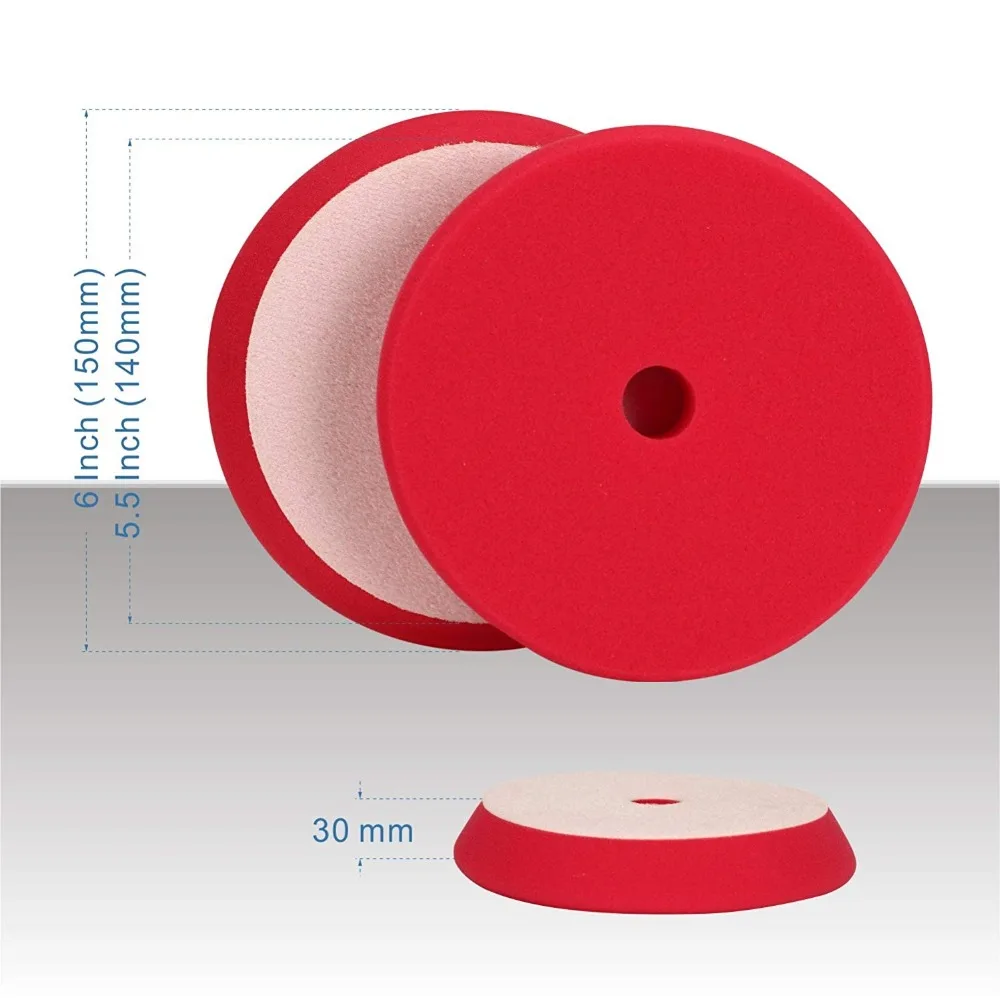 SPTA 6inch(150mm) Light Cut And Finish Buffing Polishing Pads Buffer For RO/DA Car Dual Action Waxing Polisher Mix Color 5Pcs