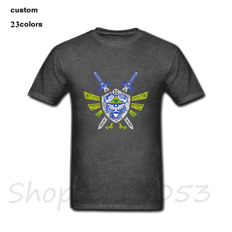 Герои Legend Zelda link shield hyrule triforce ocarina видеоигра eek nintendo n64 of time футболка мужские