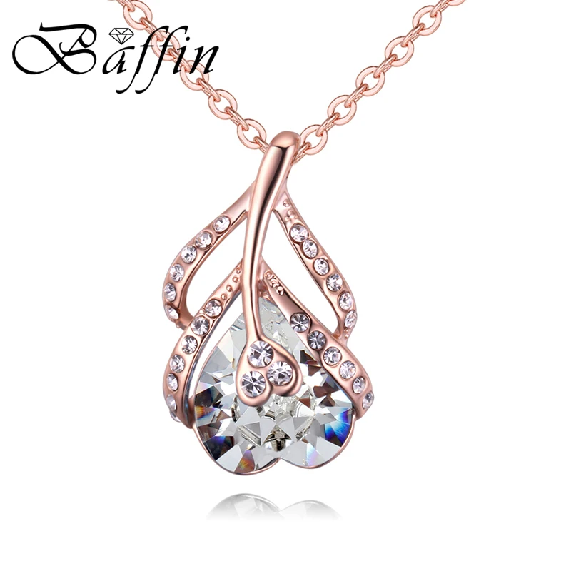 BAFFIN новый дизайн кулон в виде листьев сердца ожерелье кристаллы от SWAROVSKI розовое