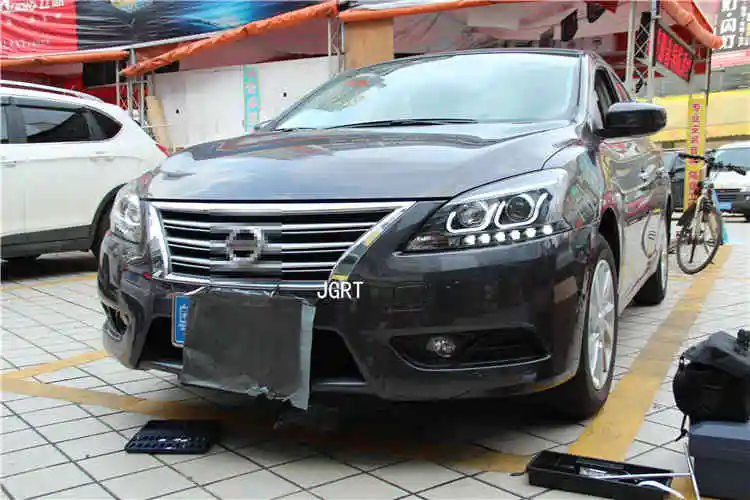 2 шт. светодиодный фары для Nissan Sentra 2012- Автомобильный светодиодный фонарь с двумя ксеноновыми линзами автомобильные аксессуары дневные ходовые огни