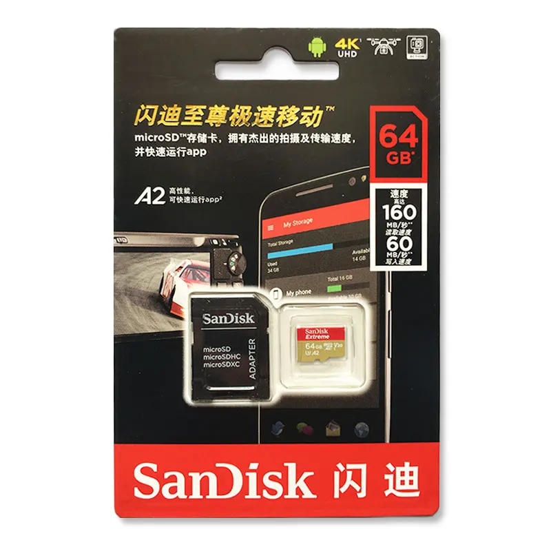 SanDisk Extreme&Ultra Micro SD Card UHS-I 64gb 128gb 256gb microSDXC C10 U3 V30 A2 32GB microSDHC A1 TF Card for Smartphone