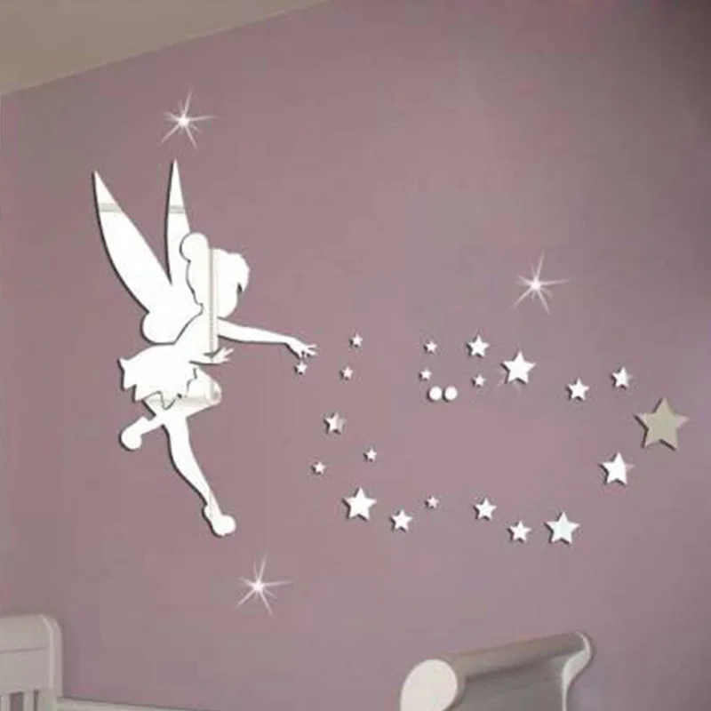 KEDODE 3DMirror Surface Acrylic Wall Stickers Magic Angel For Children's Room Creative Decoration High-quality HD Mirror | Дом и сад