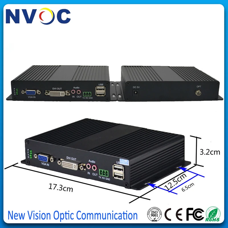 VGA KVM волоконно оптический конвертер USB мышь и клавиатура аудио удлинитель