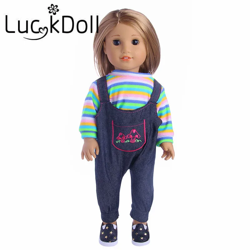LUCKDOLL джинсовый комбинезон из 2 частей размер 18 дюймов американский 43 см Детская