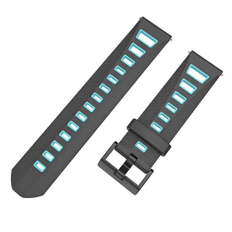 Black Blue Mijobs силиконовый браслет Amazfit GTS Correa Stratos 2 Smartband 20 мм 22 мм Soprt для Xiaomi Huami Amazfit Bip напульсники - Цвет: Black Blue