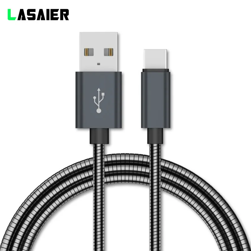 Grey Металлический плетеный кабель Micro usb type C для huawei P10 P20 USB C кабель для быстрой зарядки данных для Xiaomi Mi8 Oneplus 6 5T шнур зарядного устройства - Цвет: Grey