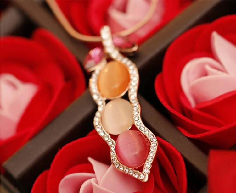 Free Shipping TOP Sales High Quality Austrian crystal Sparkling Opal Necklace for women best gift jewelry 0019 | Украшения и