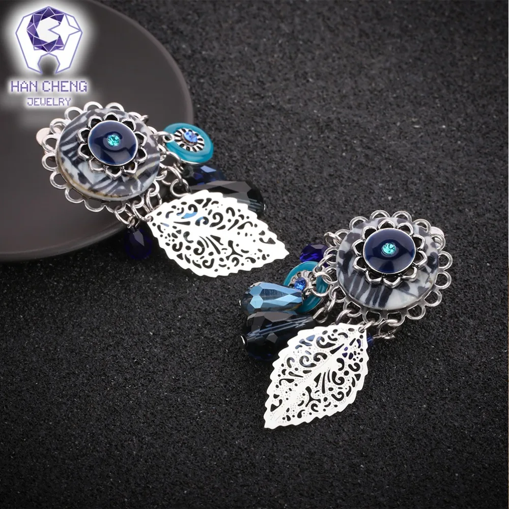 Женские богемные серьги кисточки HanCheng длинные висячие клипсы с драгоценными