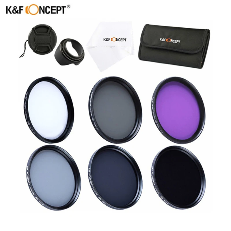 Комплект фильтров для объектива K & F CONCEPT поляризатор CPL UV FLD ND2 ND4 ND8 52 мм 55 58 62 67 72 77