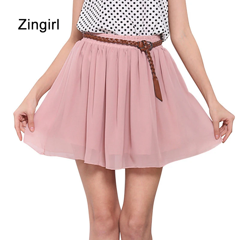 Zingirl Красочные Симпатичные плиссированные бальное юбки Для женщин летние