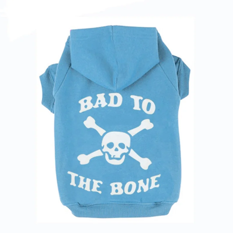 Толстовка из флиса с принтом BAD TO THE BONE и Skull Cat толстовки капюшоном для собак сезон