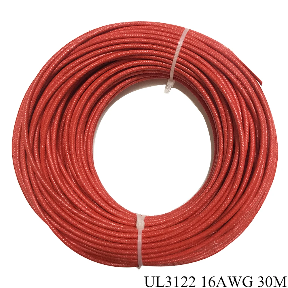 

50M/100M/lot ul3122 16awg high temperature high pressure 200 C silica gel fiberglass Red Line OD 2.75mm Red Cable
